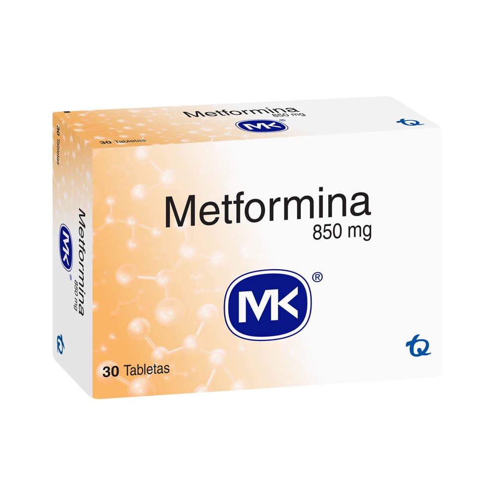 Metformina 850 mg — MK, Caja x 30 tabletas