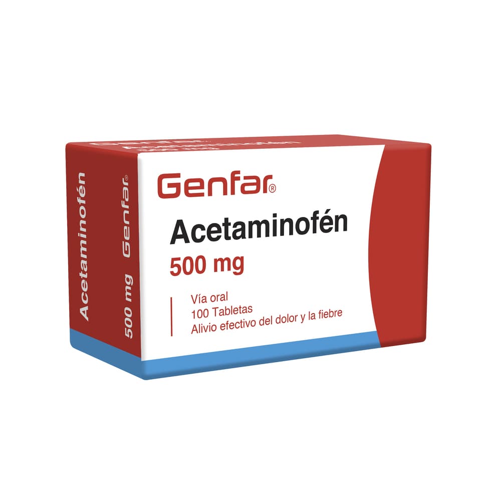 Acetaminofén 500 mg — Genfar, Caja x 20 tabletas