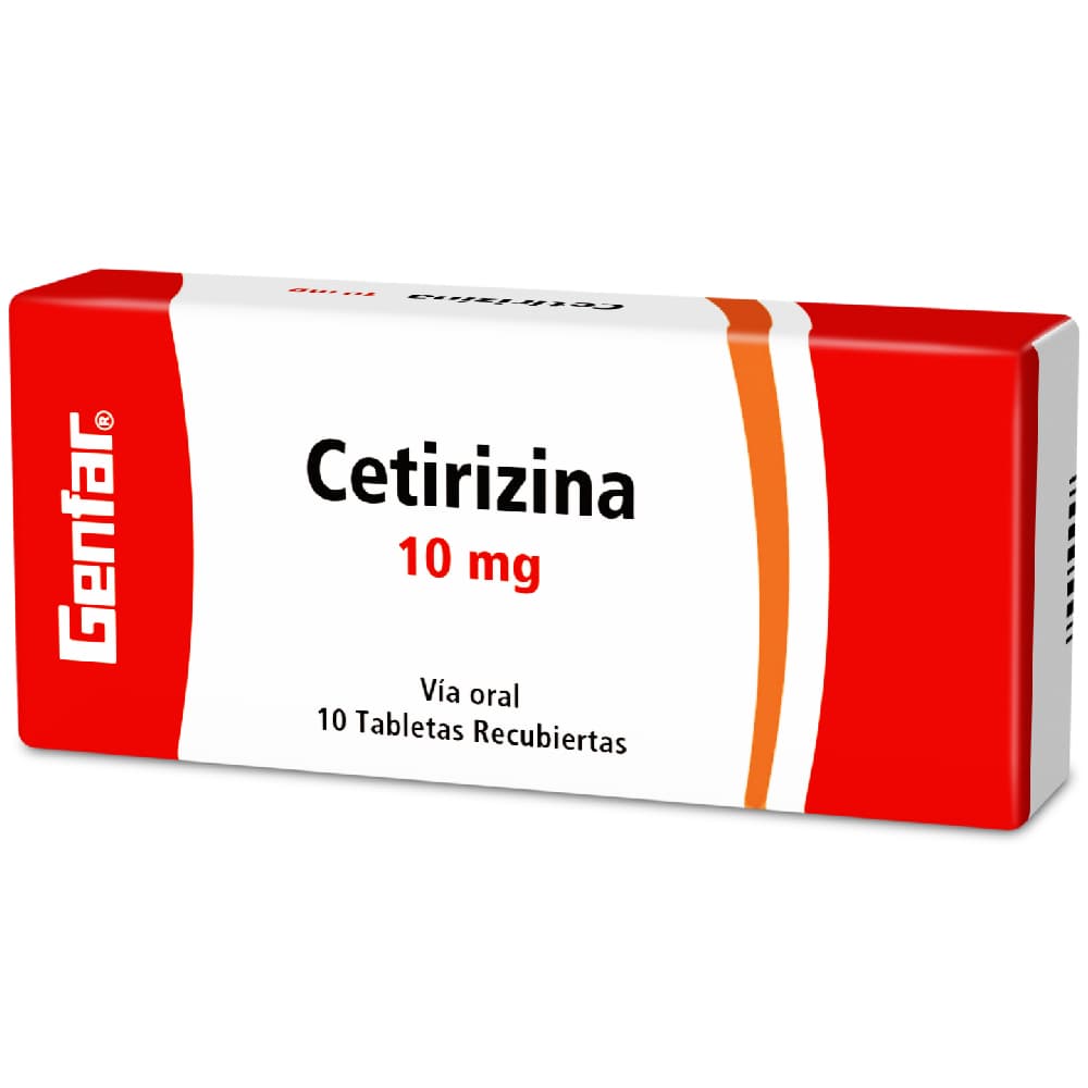 Cetirizina 10 mg — Genfar, Caja x 10 tabletas